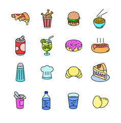 Foods and Drinks line colored icons style 10 vol 3