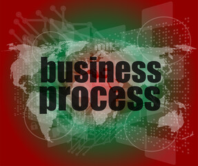 business process word on digital screen, mission control interface hi technology