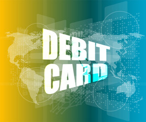 word debit card on digital touch screen