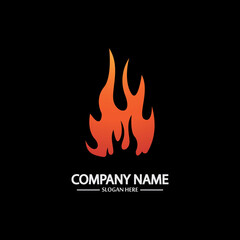Abstract Fire Flame logo template on black background. Corporate branding identity