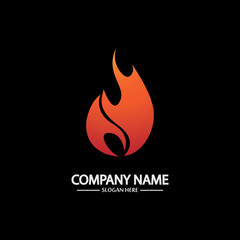 Abstract Fire Flame logo template on black background. Corporate branding identity