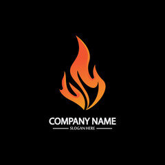 Abstract Fire Flame logo template on black background. Corporate branding identity