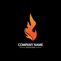 Abstract Fire Flame logo template on black background. Corporate branding identity