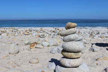 stones stacked on the beach