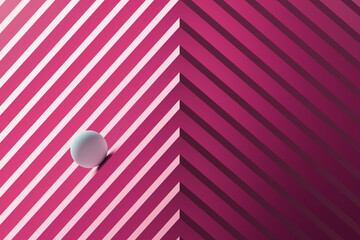Three dimensional render of small white sphere rolling over geometric pattern