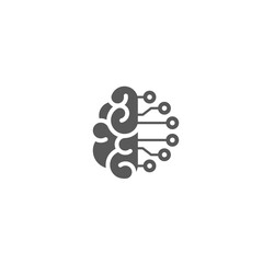 brain and electrical plug. Inspiration charge flat icon. New business idea.