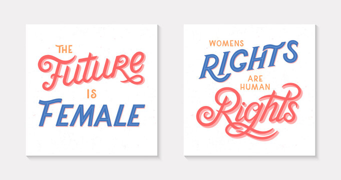 Set of girl power.vector illustrations,print for t shirts,posters,cards and banners.Stylish lettering compositions.Feminism quote and woman motivational slogans.Women's movement concepts