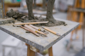 Different tools at sculpture
