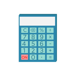 Shcool calculator icon in flat style isolated on a white background. Vector electronic portable calculator.