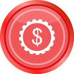 gear cog web icon cloud with dollars money sign