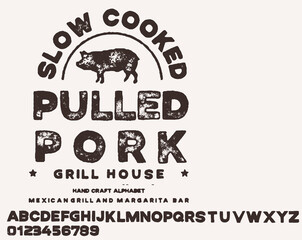 Hand drawn vintage retro font.