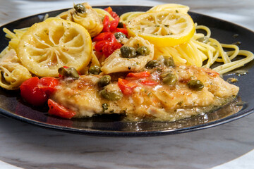 Italian Chicken Piccata Spaghetti