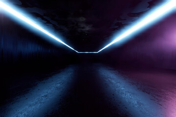 Three dimensional render of dark futuristic corridor