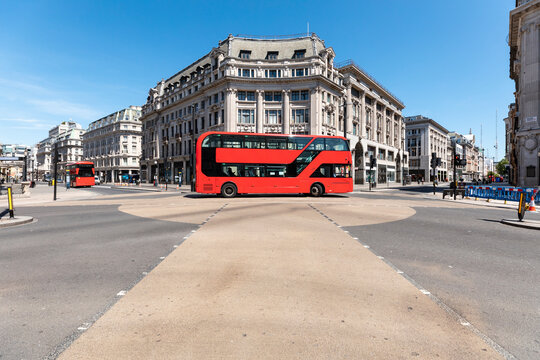 UK, London, Red double decker on Oxford Circus