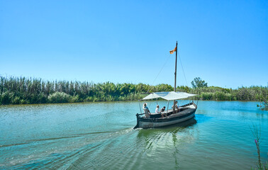 Naklejka na ściany i meble Pier and fishing boats in the lagoon 
