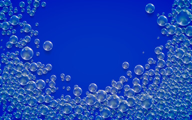 Vector foam bubbles background. Bath sparkle shampoo.