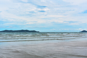 
On the shores of the sea there is a beautiful blue sky, golden sand and the sea breeze.