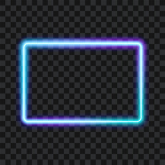 Colorful neon rectangle frame on transparent background, vector illustration. © Vectorry