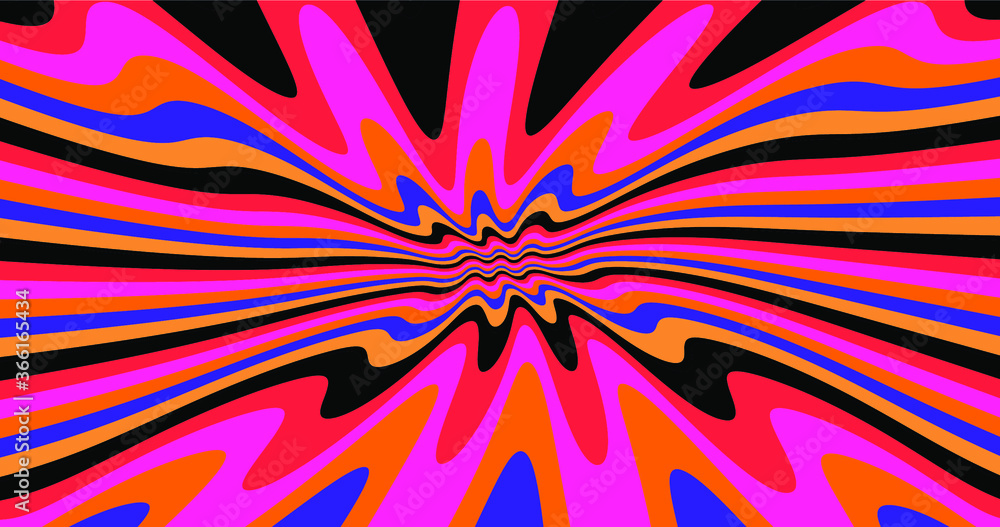 Aufkleber 1960s hippie wallpaper design. trippy retro background for psychedelic 60s-70s parties with bright a