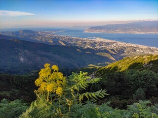 view from the top of the mountain strait of Messina