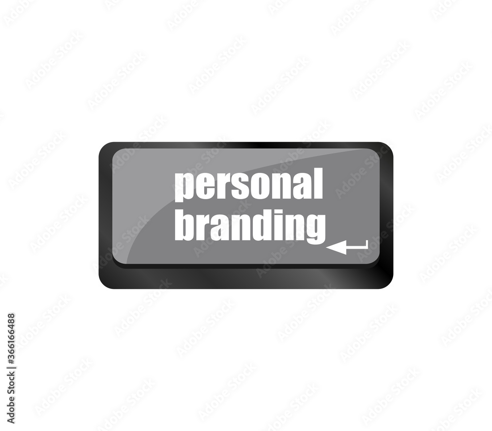 Poster personal branding on computer keyboard key button