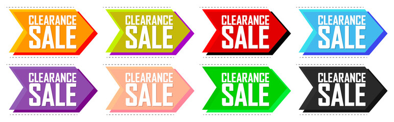Set Clearance Sale bubble banners design template, discount tags, app icons, vector illustration