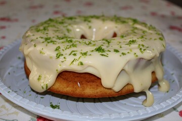 A lemon cake with cream