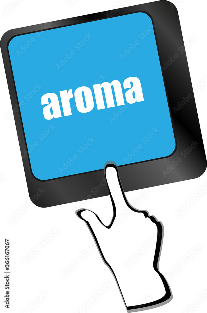 Poster button with aroma on computer keyboard key