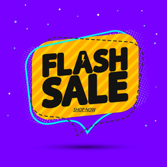 Flash Sale, tag design template, discount speech bubble banner, app icon, vector illustration