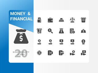 Money and Financial icon pack isolated on white background. for your web site design, logo, app, UI. Vector graphics illustration and editable stroke. EPS 10.
