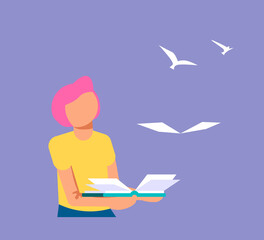 Book pages became to birds