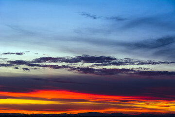 Natural Sunset. Bright Dramatic Sky And Dark Ground. Landscape Under Scenic Colorful Sky. Sun Over Skyline, Horizon. Transcarpathia and Uzhhorod. Magic Sunset. Dusk. Clouds.