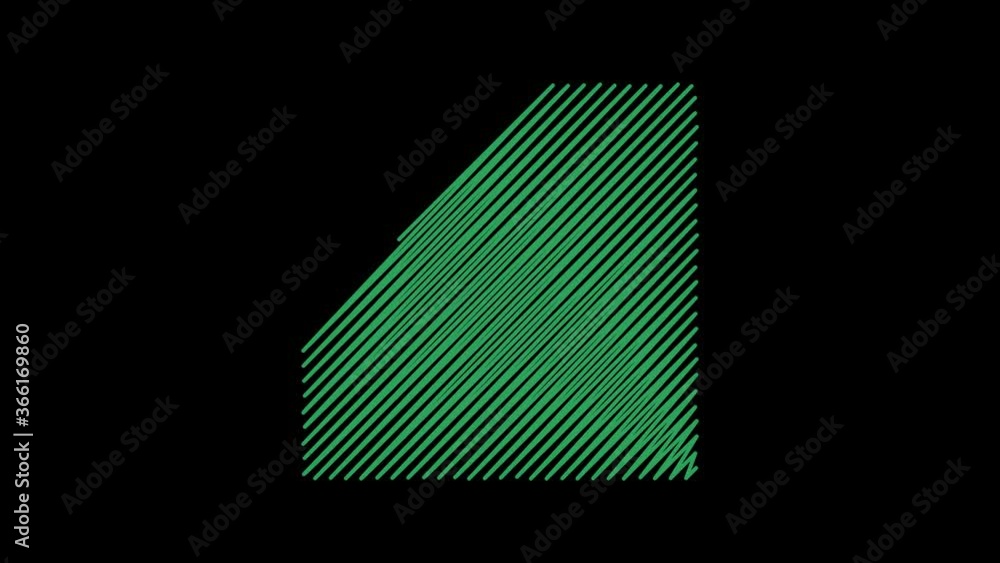 Poster hand drawn geometric shapes in hatching, scribe style, animation of colorful shapes doodle, continuo