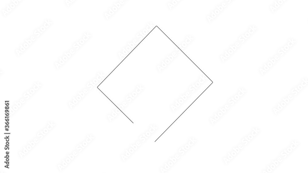 Poster continuous one line drawing rhombus frame animated, motion in seamless loop on a white background.