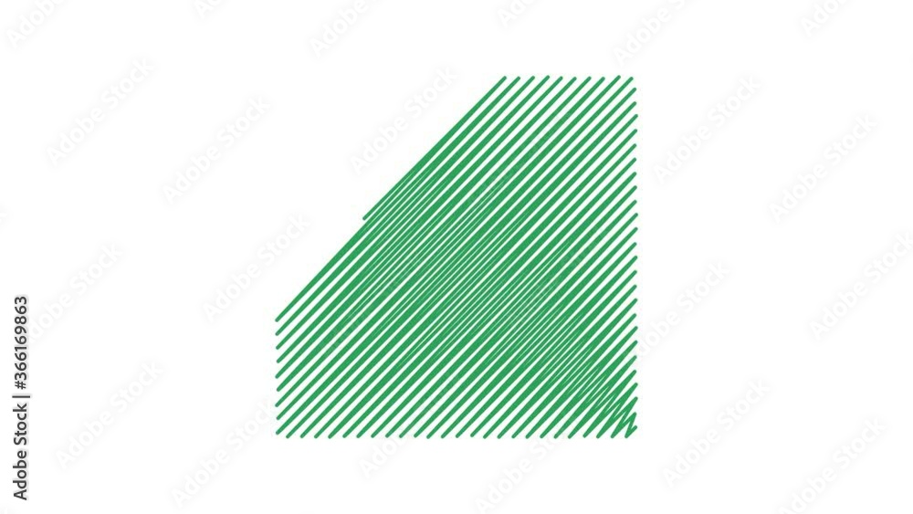 Poster hand drawn geometric shapes in hatching, scribe style, animation of colorful shapes doodle, continuo
