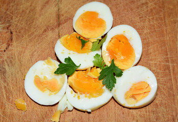 boil eggs sliced  in have
