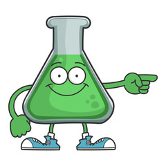 Happy smiling science beaker cartoon character
