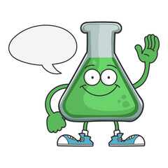 Happy smiling science beaker cartoon character
