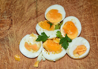 boil eggs sliced  in have