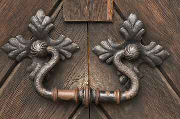 Metal, old, antique church door handle
