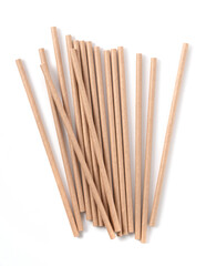 Paper straws on a white background