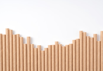 Paper straws on a white background