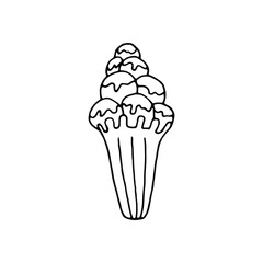 hand drawn one ice cream drawing. hand drawn ice cream icon logo logotype emblem sign.ice cream isolated black white.handwritten ice cream isolated 