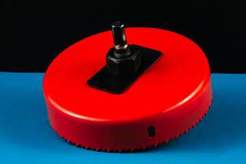 Hole saw for cutting holes in wood. Drilling large holes in wood