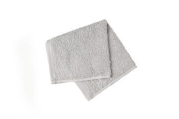 Gray towel isolated on white background.top view