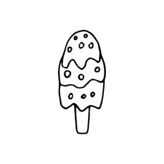 hand drawn one ice cream drawing. hand drawn ice cream icon logo logotype emblem sign.ice cream isolated black white.handwritten ice cream isolated 