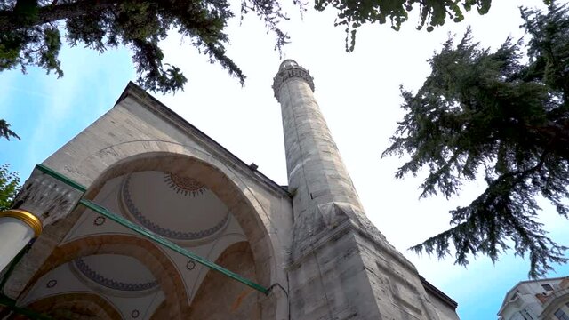 gazi atik ali pasa mosque in beyazid Istanbul. historic ottoman architecture mosque bottom angle panning slow motion wide angle istanbul historic.
historic istanbul ottoman architecture mosuqe 