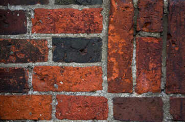 Red brick wall texture. Grungy retro background.