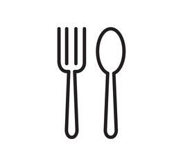 Spoon and fork icon vector logo design template