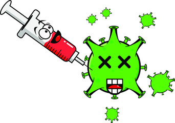 Injection Corona vector illustration of a medical laboratory equipment